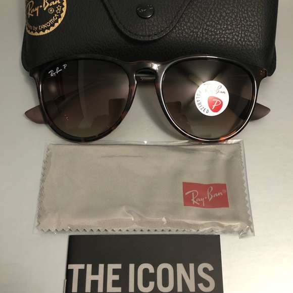 New Ray Ban Erika Shiny Tortoise Brown Polarized